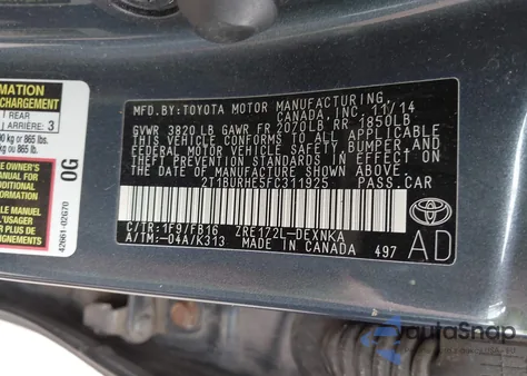 2015 Toyota Corolla Le из США, поврежденный, VIN 2T1BURHE5FC311925